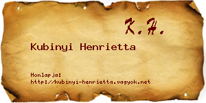 Kubinyi Henrietta névjegykártya